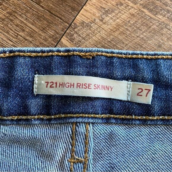 Levi’s 721 High Rise Skinny Jeans Distressed Ripped Hi Waisted - Picture 2 of 12